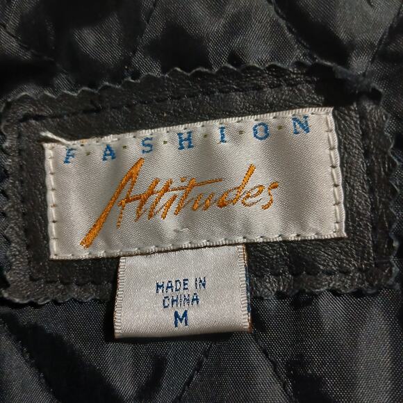 VTG Fashion Attitudes Men's Med Black Leather Quilt-Lined Adjustable Waist Coat - Picture 2 of 13